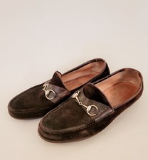 Men's GUCCI 'Horsebit' Brown Suede Loafers Size US 10.5