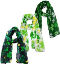 3 Pcs Women's St. Patrick's Day Scarf Long Green Shamrock Scarf Lightweight I...