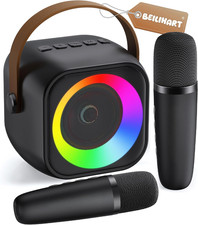 Portable Mini Karaoke Machine with 2 Wireless Microphones  Bluetooth Speaker