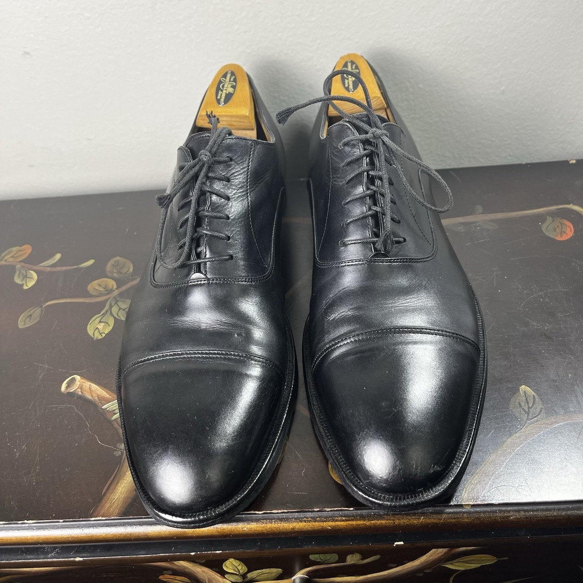 Santoni Darian Leather Cap Toe Oxford Shoes Size 13 D color black mspr $850 Santoni Darian Cap-Toe Oxfords | Saks Fifth Avenue main image 2