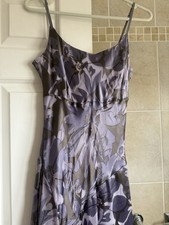 Phase Eight Leaf Print Dress Size 10 Midi Length Lined Viscose & Silk VGC Party