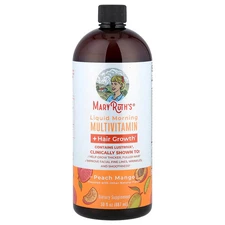 Liquid Morning Multivitamin + Hair Growth, Peach Mango, 30 fl oz (887 ml)