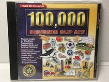 100,000 Designer Clip Art PC WIN 98 cd rom 2000 Disc, Case,