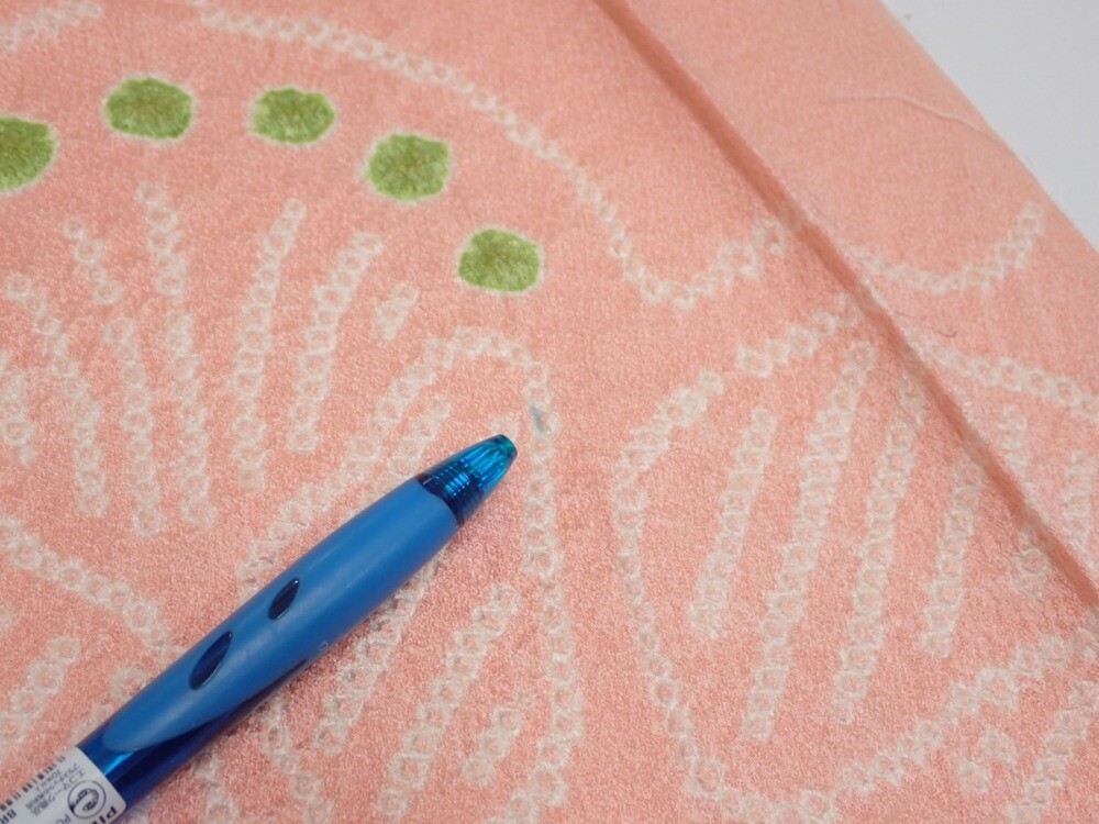 2E08z50 Vintage Japanese Kimono Silk FABRIC Camellia Pink