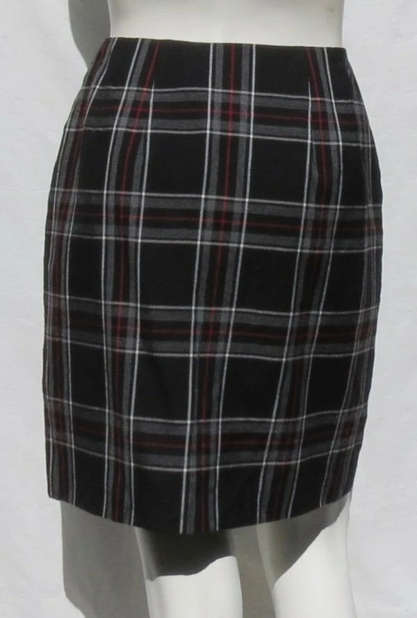 CHARTER CLUB 格纹格子裙人造丝羊毛直真包裹式膝盖 US M 8 10 二手状况完好 — 第 2/4 张图片