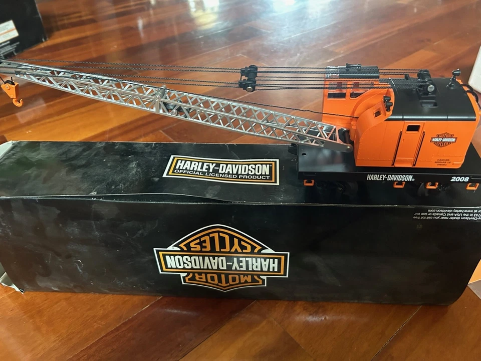 HARLEY DAVIDSON WORK CRANE "MANUAL OPERATING BOOM" O GUAGE MTH RAILKING NEW RARE - Image 2 of 4