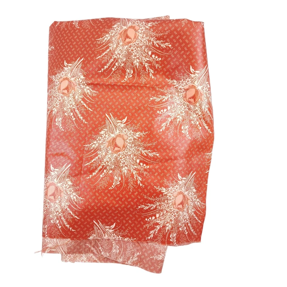 Tela de algodón pulido naranja vintage 1yd33in crema rústico trigo estampado floral Foto 4 de 4