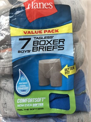   Neu Jungen Hanes Boxershorts ohne Etikett 7er Pack Größe S 6 - 7 - 8 Jahre Baumwolle