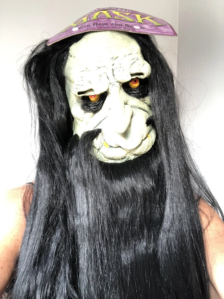 Halloween Party Scary Mask With Hair And Beard New On Pack - Quality Vinyl mask - Image 2 of 4