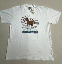 Vtg Deadstock USA 1992 Jared Lee Studios Cartoon Horse Grooming T-Shirt NWT Sz L