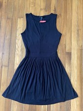 NWT TART Evereve Anthropologie Elliot Black Sleeveless Open Back Pleated Dress M