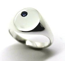 Size Q Kaedesigns New Sterling Silver Oval Blue Australian Sapphire Signet Ring