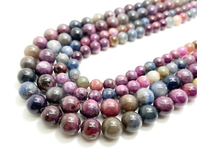 #ad High Quality AAA Multi Color Natural Sapphire Ruby Polished Round Gemstone Beads $66.05