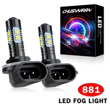 881 889 894 898 6000K White LED Fog Light Bulbs Kit Bright Plug-N-Play Halogen