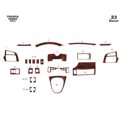 Toyota Verso 2013 23Pcs Fit Interior Dash Trim Cover Kit Wood
