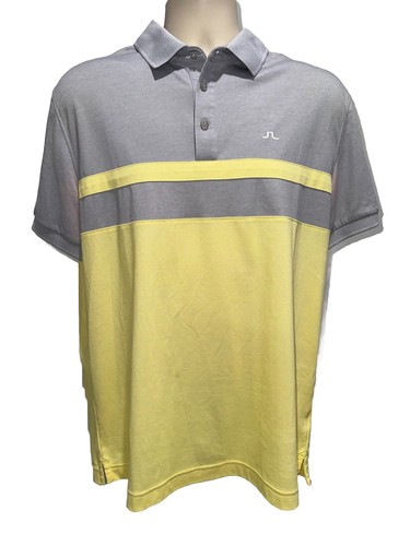J Lindenberg Slim Fit Xl Gray Yellow Polo
