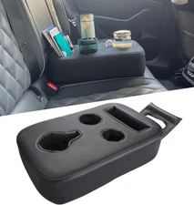 Car Cup Holder Organizer PU Leather Back Seat Tray Holds Drinks Snacks Remotes