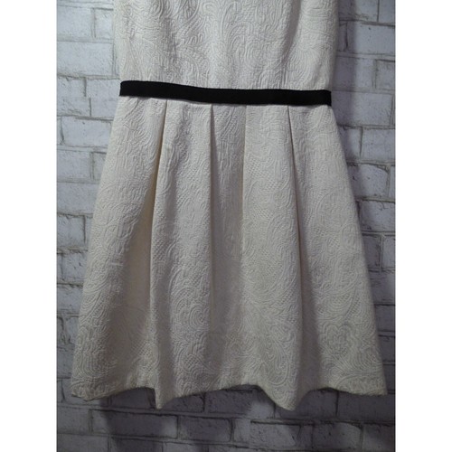 $295 Erin Fetherston Ivory Brocade Black Grosgrain Fit & Flare Dress 8 NEW E598 - Picture 8 of 15