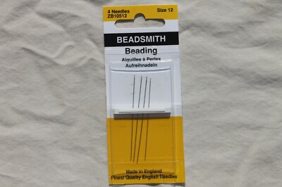 Size 12 BEADSMITH Beading Needles Beading Needles,4 needles Crafts Jewelry