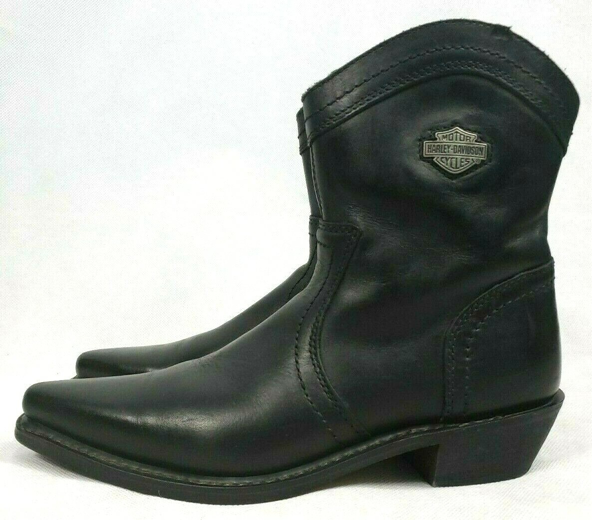 Harley Davidson Black Western Style Zipper #85265 Leather Boots