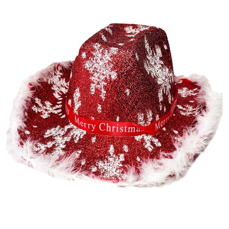 Glittering Christmas Hat Festival Cowboy Hat Costume Accessories Flat