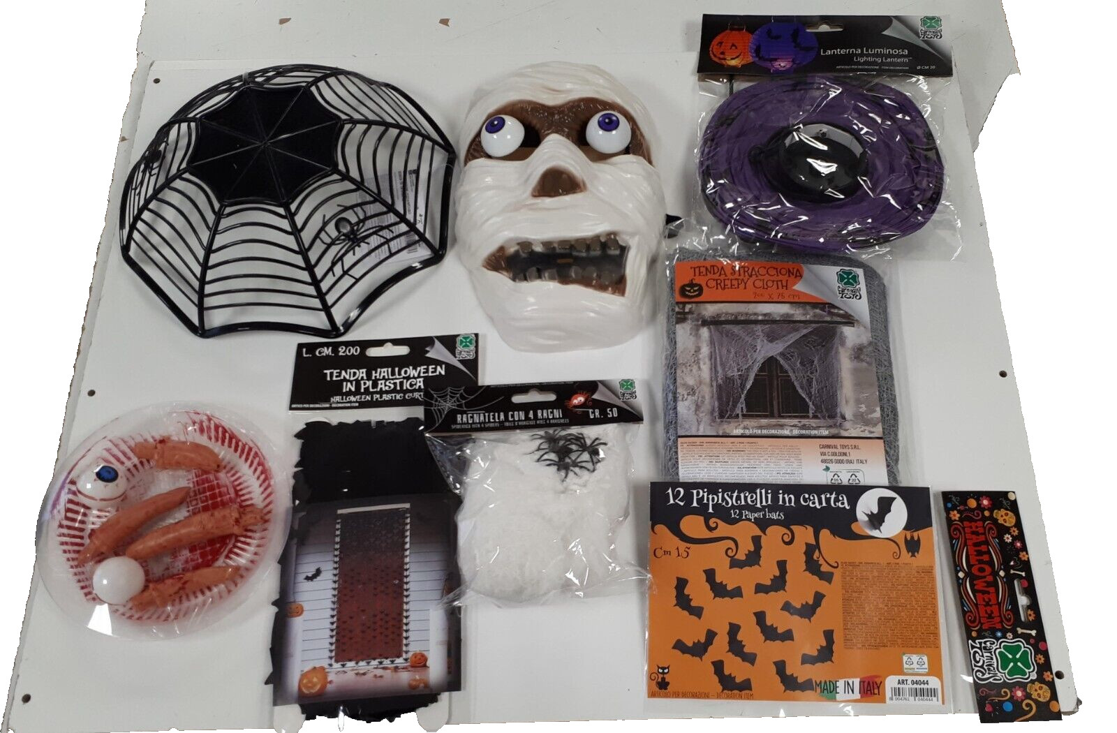 Toile d'araignée Halloween et rideaux noirs en pack de 8 accessoires de salle