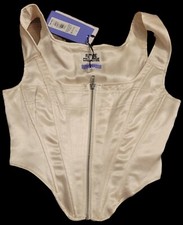 Future Collective - Kahlana Barfield Brown Cream Zip-Front Bustier Corset NWT