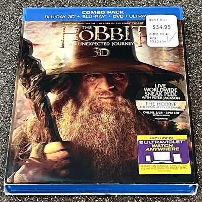 The Hobbit: An Unexpected Journey 3D Blu-Ray/Blu-Ray/DVD Set - FULLY TESTED!!