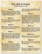 Bill of Rights US Constitution - Large Laminated Magnetic Flexible Sign/Poster