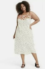 Rixo For Target White Black Polka Dot Slip Dress Orange Ruffle Plus 1X  New