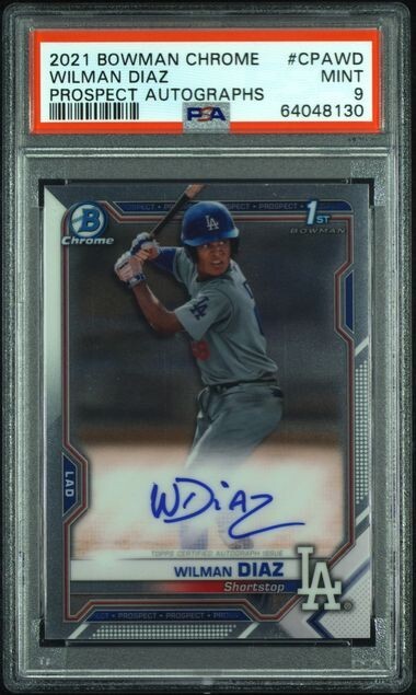 2021 Bowman Chrome - Prospect Autographs CPA-WD Wilman Diaz (PSA 9)