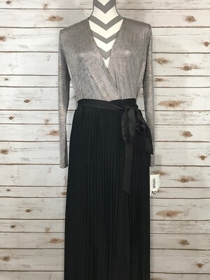 XS LuLaRoe DeAnne Elegant Wrap Dress Pleated Skirt Ribbon Tie