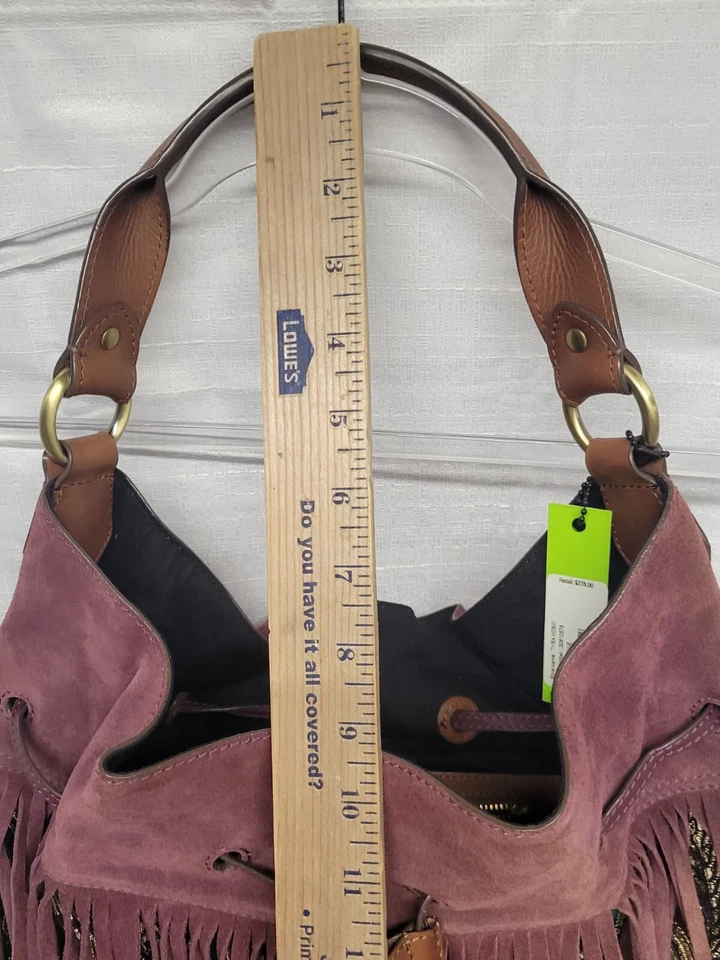 Bolso Hobo Sam Edelman Nuevo con Etiquetas Western Gamuza Flecos Borgoña y Floral Jacquard Tyra  Foto 4 de 4