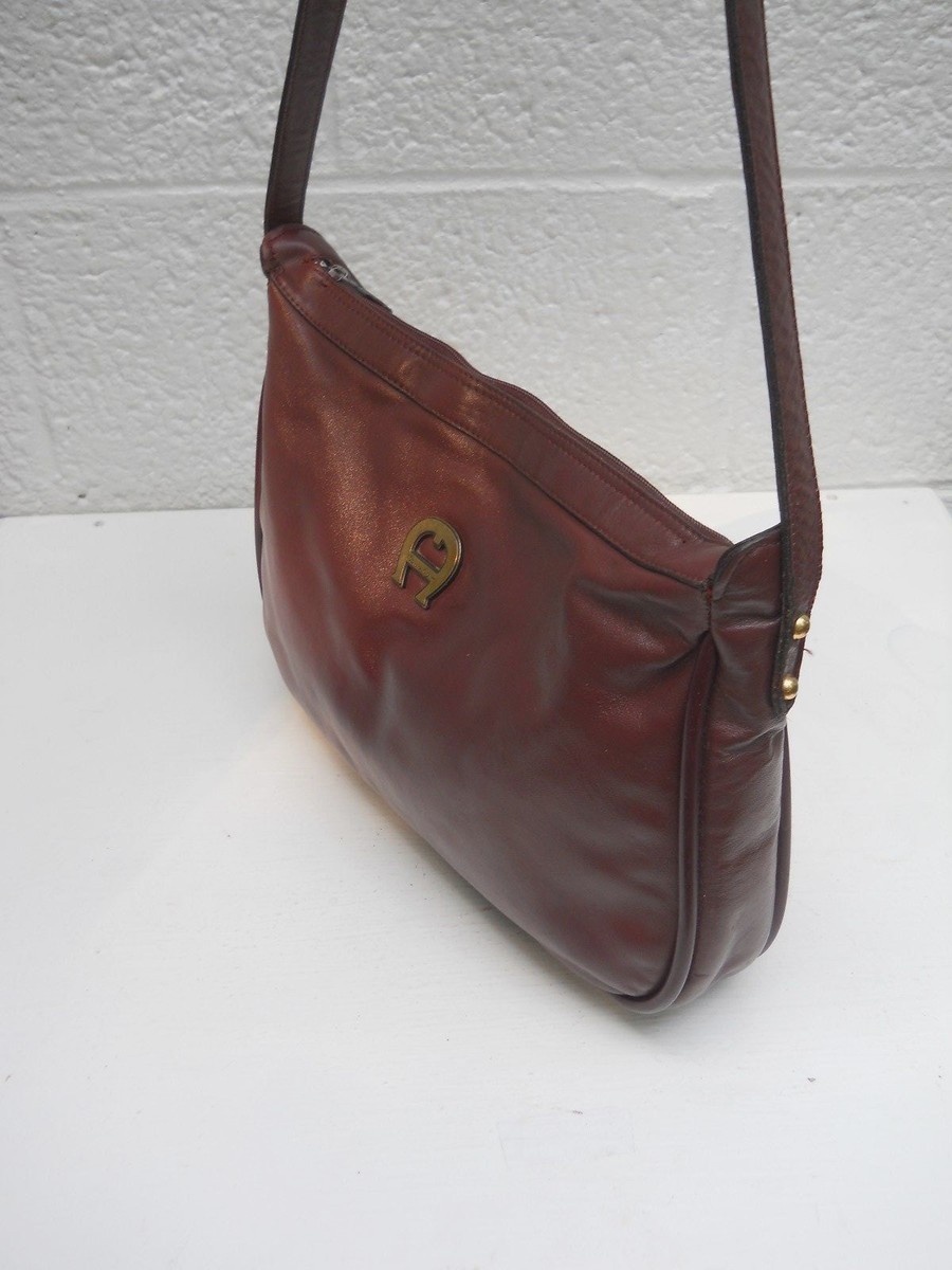 Etienne Aigner Vintage Classic Dark Burgundy Leather Shoulder Bag