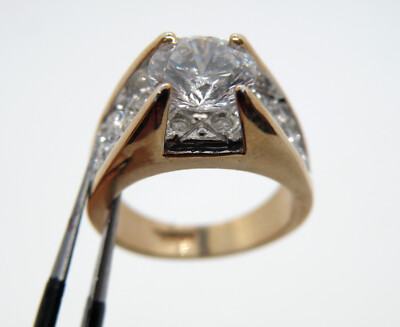 EDCO Signed Estate Vintage Statement Crystal Women Gold Tone Jewelry Ring Size 6