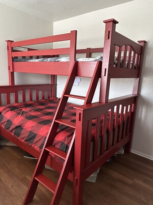 Red bunk beds twin over full | eBay