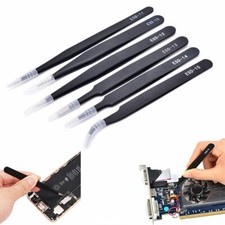 6pcs Tweezers Set Precision Anti-static Stainless Steel ESD Electronic Repair