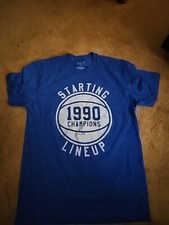 Detroit Pistons Blue  T-shirt 90 Champions Starting Line Up Size Medium