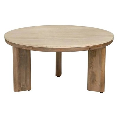 Preston Round Solid Wood Cocktail or Coffee Table