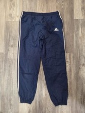 Vintage VTG Y2K Adidas Lined Track Pants Navy Blue White Stripes Men's Size L