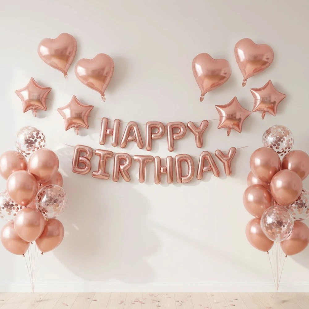 Rose Gold Birthday Decoration Set