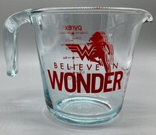 Pyrex Wonder Woman 2 Cup Glass Measuring Cup Believe in Wonder Clear Red New