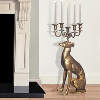 Kerzenhalter Finebuy KerzenstäNder Windhund Aluminium 69 Cm Gold Kerzenleuchter