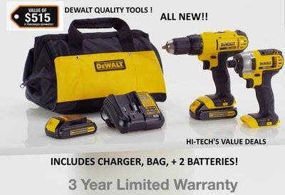 #ad 2 DEWALT MAX Cordless Drill amp; Impact ▶ 2 Tool Kit w 2 20V Batteries and bag $199.00