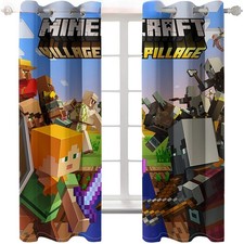 Bedroom Curtains 04-Minecraft Steve Curtains Anti-UV Decor Customize Size/Text