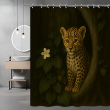 Adorable Leopard Shower Curtain for Kids Room Decor