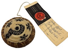Cherokee Pine Needle Basket Myrtle Youngbird Qualla Arts Crafts Lidded Tagged