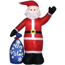 Outsunny 8FT Inflatable Santa Claus w/ Gift Bag LED Lighted Outdoor Decor