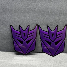 2x Decepticon Transformer Mask Car Fender Badge Acrylic Emblem Purple / Black.