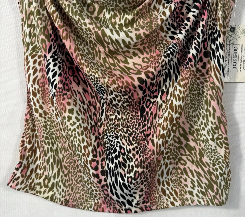Guess Authentic Y2K Large Multicolor Animal Print Short Sleeve Over Shoulder NWT - Image 3 of 4